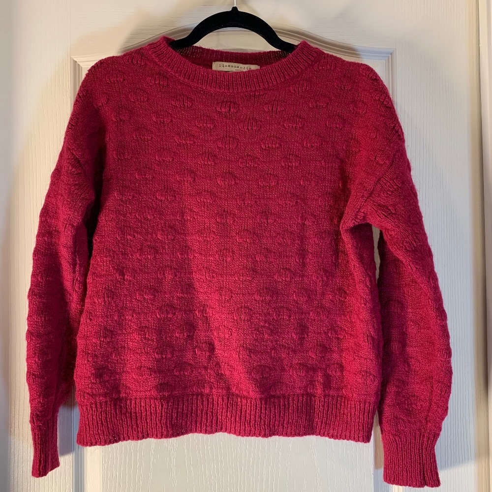 Line Amaglia Knit‎ Sweater – Made in Italy – Textured Shell Pattern – Burgundy